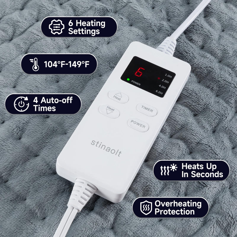 [Australia] - Heating Pad for Back & Period Cramps, Portable Heating Pad for Neck and Shoulders and Back with Auto Shut Off Large, Machine Washable, Christmas Gifts for Women, Men Gray 12x24 Inch 