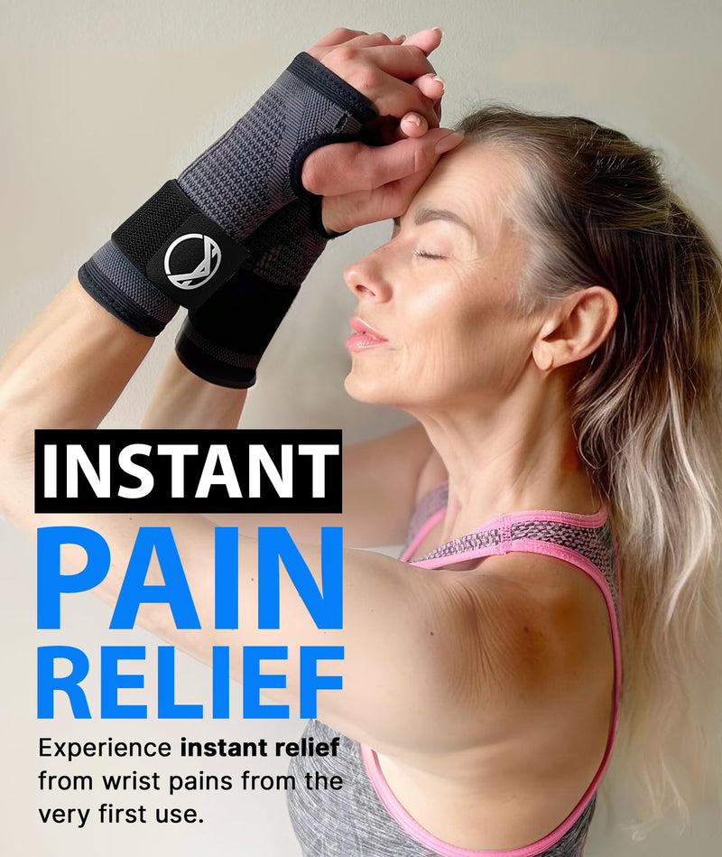 [Australia] - Koprez Wrist Brace - Wrist Support, Best Carpal Tunnel Wrist Brace, Wrist Compression Sleeve, Left Hand Carpal Tunnel Brace, Tendonitis Wrist Brace, Hand Brace Carpal Tunnel, Wrist Wraps for Women Medium Black 1 