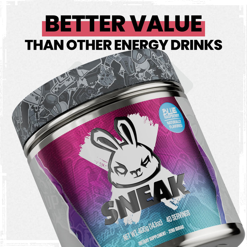 [Australia] - SNEAK | Blue Raspberry | Zero Sugar, Low-Calorie Energy Drink for Sustained Concentration & Focus | 40 Servings 