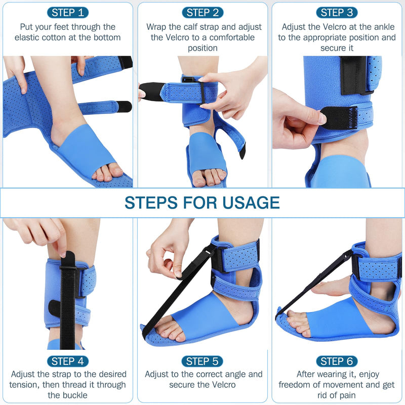 [Australia] - Upgrade Plantar Fasciitis Night Splint & Relief Brace with Adjustable Straps - Support for Achilles Tendonitis, Heel Spur Pain, Day & Night Use 