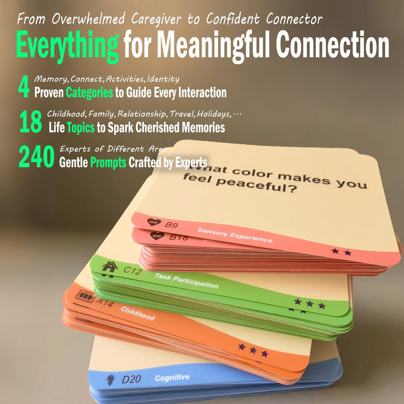[Australia] - Conversation Cards for Dementia & Alzheimer's - 240 Prompts to Rediscover Their Story & Break Through The Silence | A Bridge to Meaningful Conversation & Joy for Caregivers Standard Edition 