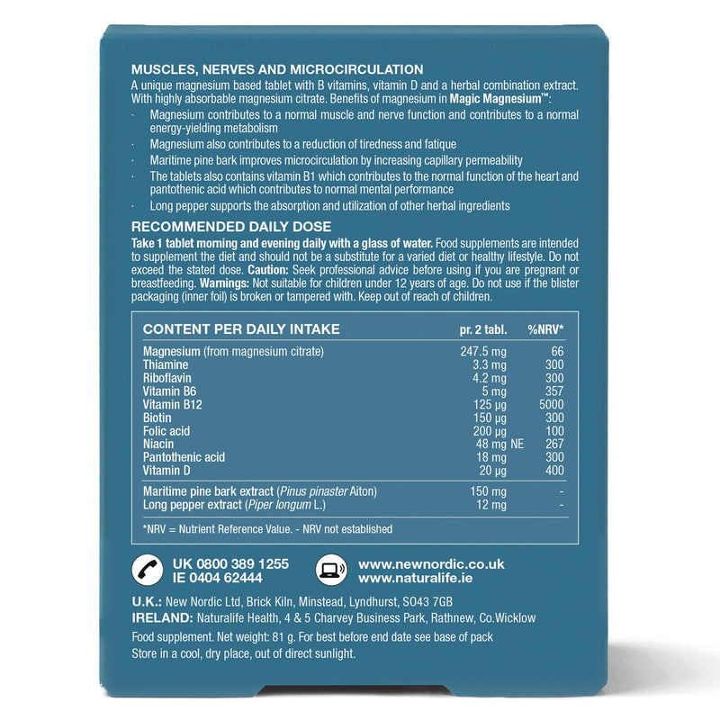 New Nordic Magnesium Citrate - 750 mg Extra Strength - Muscle & Sleep Support for Women & Men - Vitamin B Complex & Vitamin D - 60 Tablets Unflavoured 60 count (Pack of 1)
