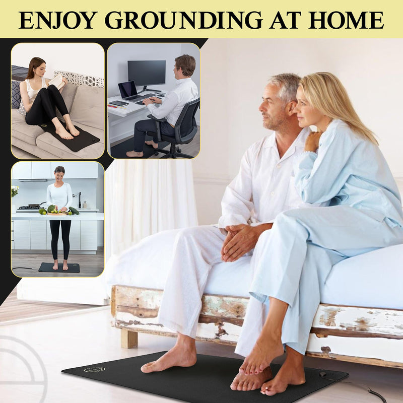 [Australia] - Earth and Moon Grounding Mat for Desk, Reduce Fatigue & Stress, Supports Energy & Wellness, Grounding Pad for Bed, Office, Living Room, Works Well w/Sheets, Blanket, w/ 15 Foot Cord, 13x29in 13 Inch x 29 Inch 