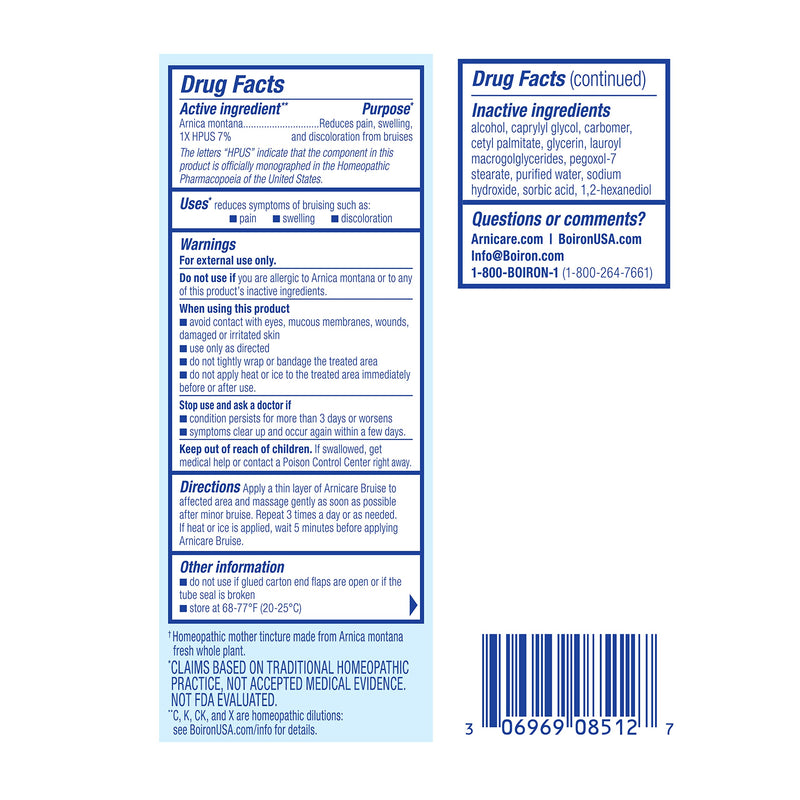 [Australia] - Boiron Arnicare Bruise Cream for Pain Relief from Bruising and Swelling or Discoloration from Injury - 1.4 oz(Pack of 1) 