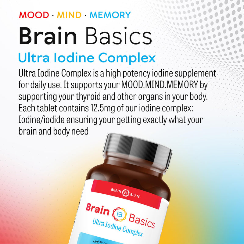 [Australia] - Brain Basics Ultra Iodine Complex Supplement for Thyroid Support, Iodine and Potassium Iodide in One, Iodine Supplement for Thyroid and Brain Health, 12.5 mg Iodine and Potassium Iodide - 90 Tablets 