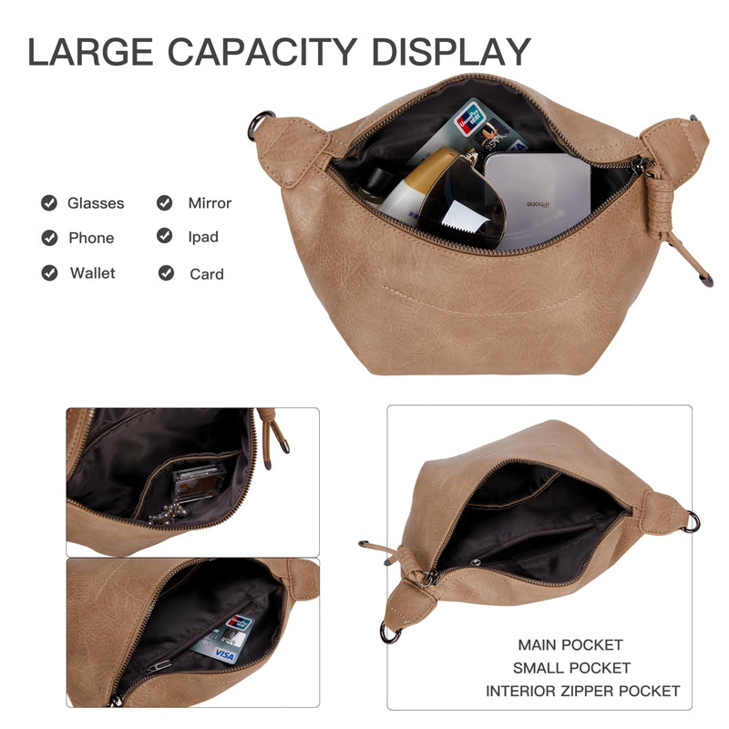 Fanny Packs Waist Bag for Women-Fashion Crossbody Bags Chest Purses Belt Bag with 2 Adjustable Strap (B-Apricot) B-khaki