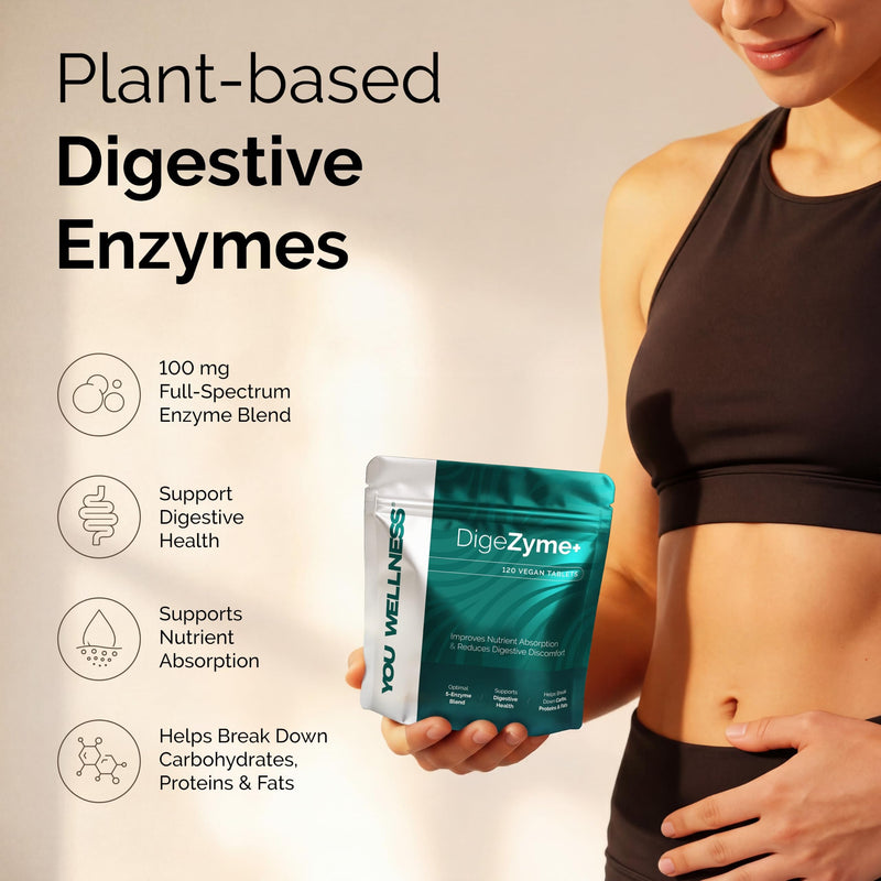 Digestive Enzymes Complex for Gut Health & Digestion Support - Plant-Based Digestive Enzymes Supplements with Amylase, Lactase, Lipase, Protease & Cellulase - 120 Vegan Tablets
