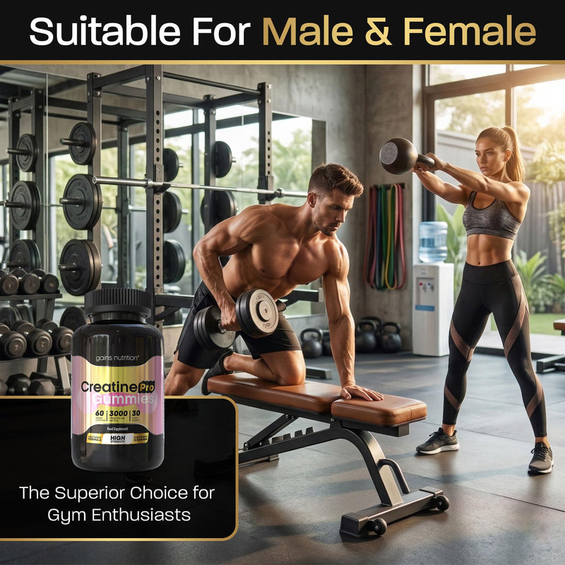 GN Creatine Pro Gummies | 60 Chewable Gummies for Men & Women - 3000mg Creatine-Monohydrate Per Serving | Strawberry & Banana Flavour, Non-GMO & Suitable for Vegans & Vegetarians