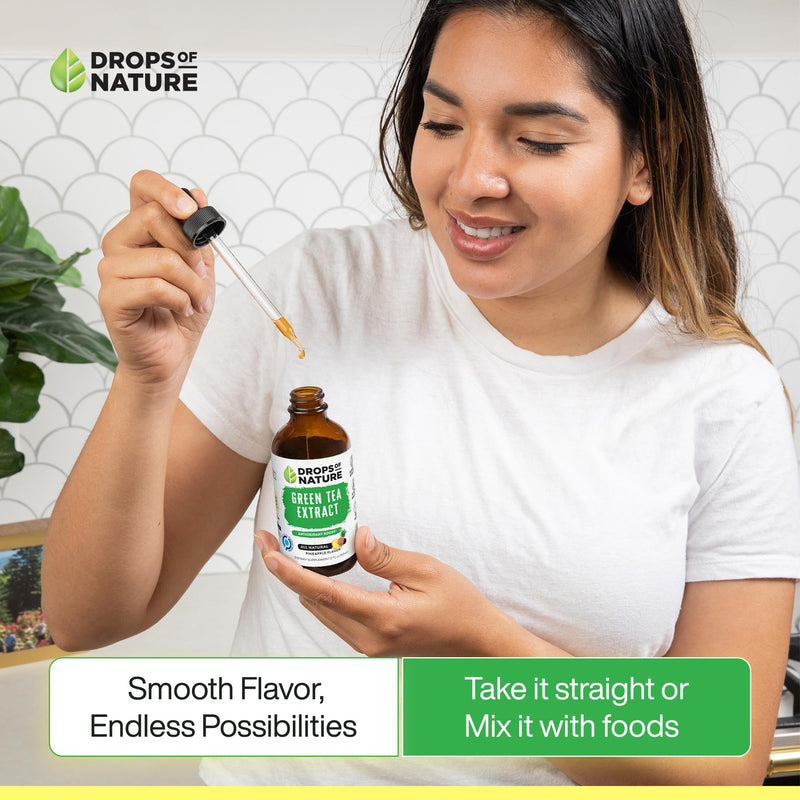 [Australia] - Green Tea Extract - 1000mg - 50% EGCG - Green Tea Liquid Drops, 4x more Powerful than Pills & Capsules - 2oz. Antioxidant & Immune Supplement - Vegan Skin & Heart Support + Brain Health & Memory Boost 