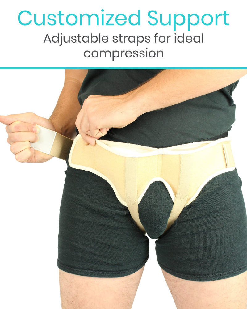 [Australia] - Vive Hernia Belt - Hernia Support Truss for Single/Double Inguinal or Sports Hernia - Two Removable Compression Pads & Adjustable Groin Straps - Surgery & Injury Recovery (Small) Small 