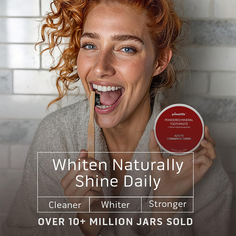 Primal Life Organics - Dirty Mouth Toothpowder, Flavored Essential Oils with Natural Kaolin & Bentonite Clay, Organic, Vegan (1 Ounce (Pack of 1), Ignite Cinnamon) 1 Ounce (Pack of 1)