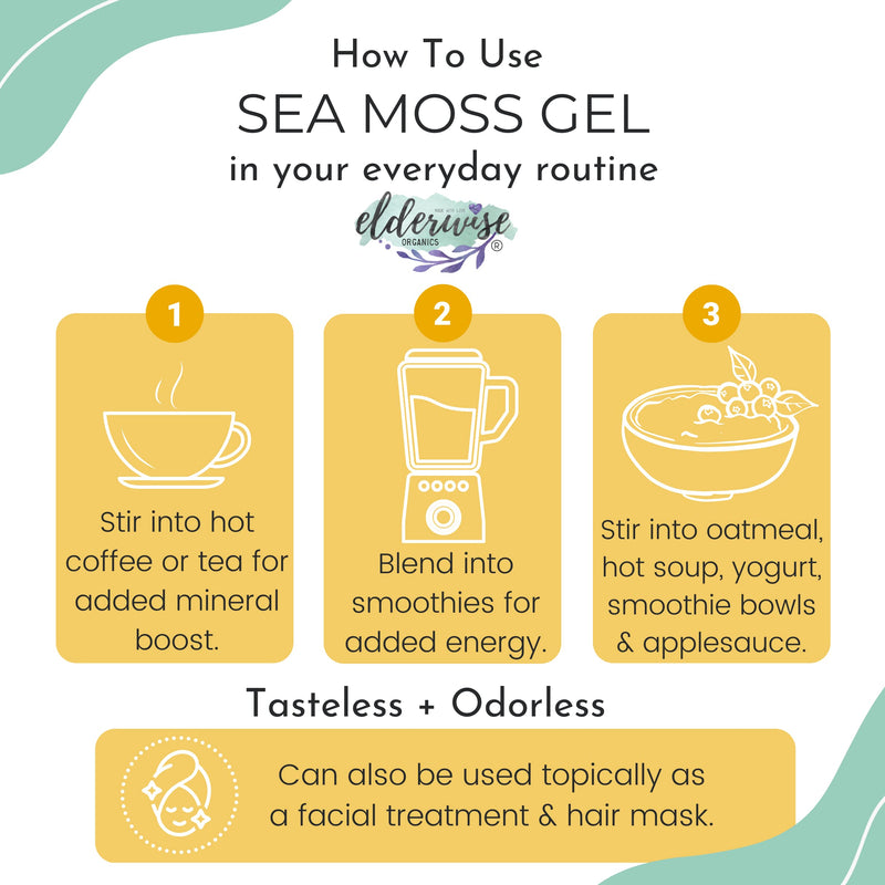 Elderwise Golden Sea Moss, Raw Wildcrafted Gracilaria, Makes 24oz Gel | Sun-Dried Sea Moss with no chemicals used or Flavors; a Simple Mineral & Vitamin Rich Choice for home kitchens