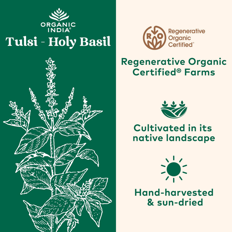 [Australia] - Organic India Tulsi Holy Basil Capsules - Holy Basil Extract - Holy Basil Leaf Supplement, Herbal Supplement, Immune Support, Stress Relief, Vegan, Gluten-Free, Kosher, Organic, Non-GMO - 180 Capsules 180 Count (Pack of 1) 