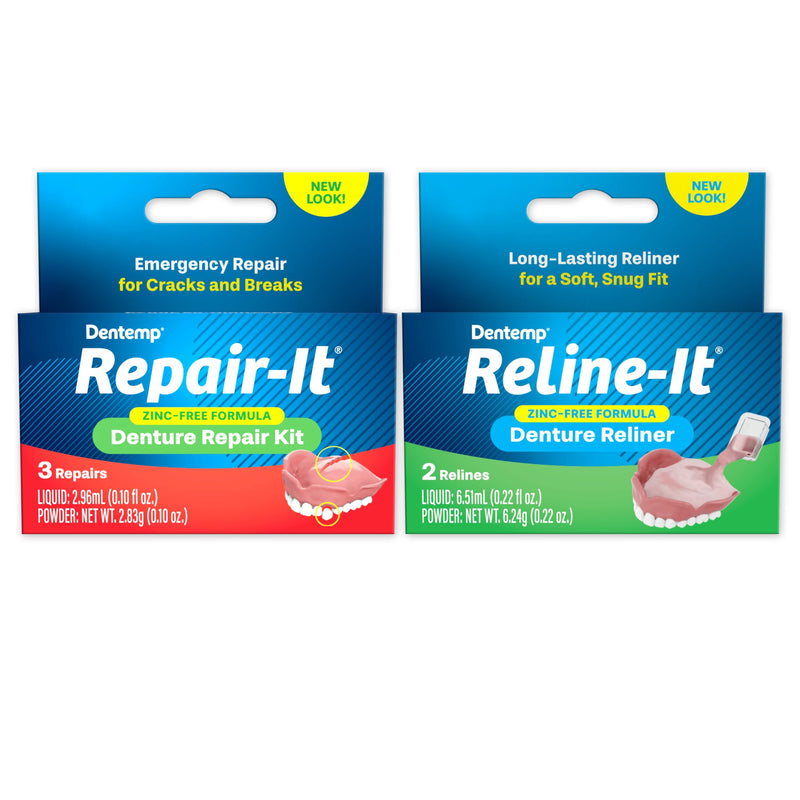 [Australia] - Dentemp Repair-it Denture Repair Kit & Reline-it Denture Reliner - Denture Kit (Multi-Pack) - Refit and Tighten Dentures for Both Upper & Lower Denture - Repair Broken Dentures & Loose Teeth 