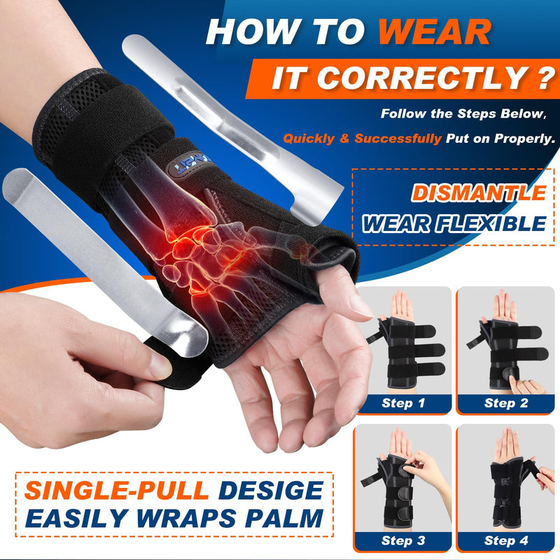 [Australia] - Wrist Brace with Thumb Support,Adjustable Night Thumb Spica Splint Right Left Hand,Wrist Guard Stabilizer Support for Arthritis,Tendonitis,Pain,sprain,tenosynovitis,syndrome,De Quervain's Tenosynovitis fit Women & Men 6 Black-Left Hand One Size 