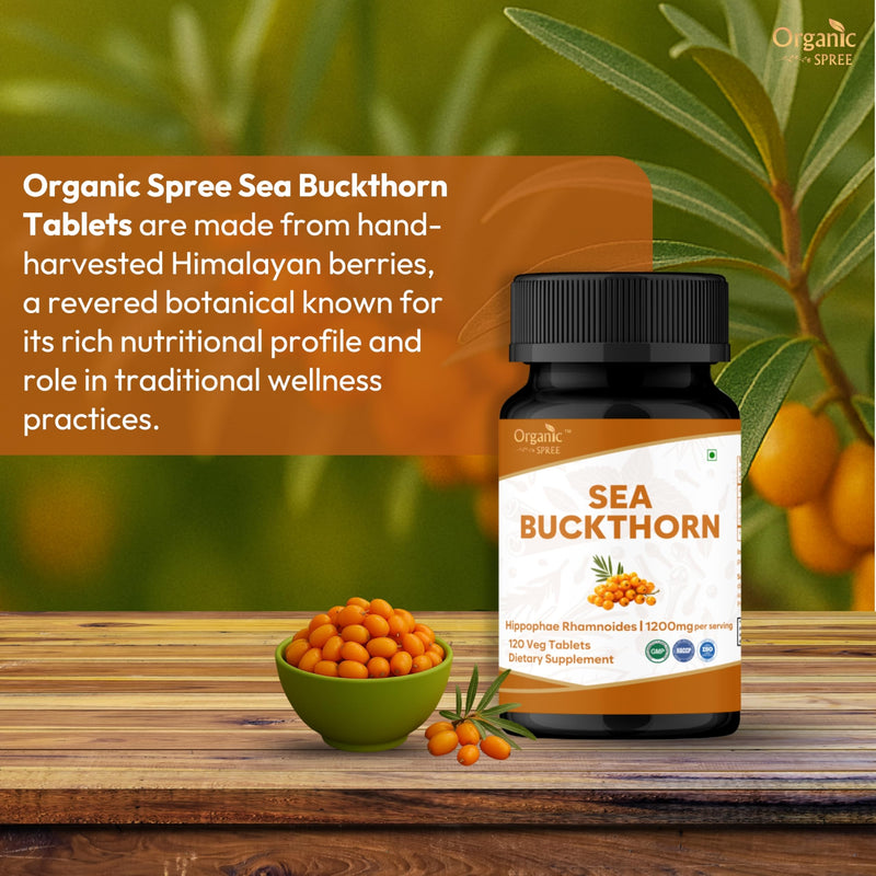 ORGANIC SPREE Sea Buckthorn 120 Tablets | Hippophae Rhamnoides (Sea Buckthorn) | Omega 7, Skin & Immune Support* - 120tab 1