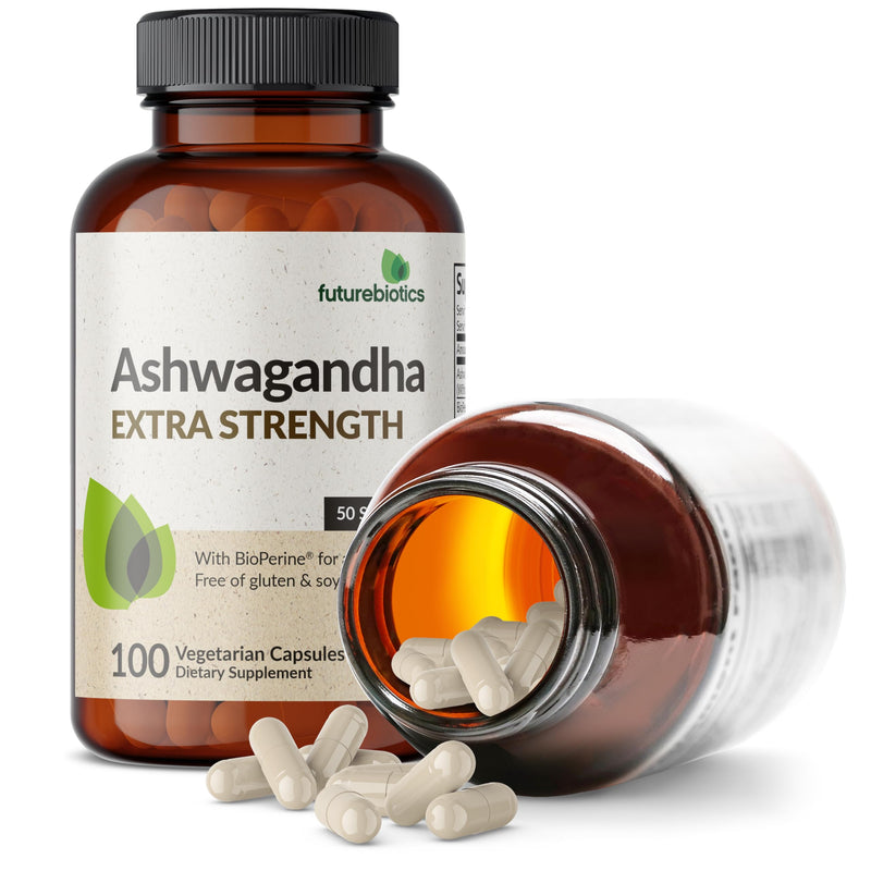 [Australia] - Futurebiotics Ashwagandha Extra Strength Stress & Mood Support with BioPerine - Non GMO Formula, 100 Vegetarian Capsules 100 Count (Pack of 1) 