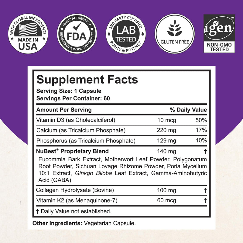 NuBest Tall 10+ Premium Bone Strength Formula, Enhanced Immunity and Overall Health for Age 10+ with Calcium, Vitamin D3, Vitamin K2, and Multivitamins | 60 Capsules | 1 Month Supply 60 Count (Pack of 1)