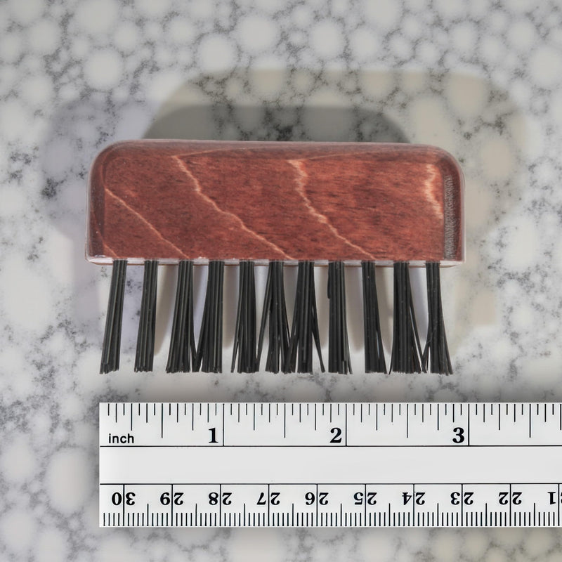 Wooden Hair Brush Cleaner Tool - Nylon Bristle Hair Brush Cleaning Tool, Quick Cleaning Hairbrush for Salon & Personal Use, Hairbrush Cleaner Made in Europe - Dark Maple Wood Handle