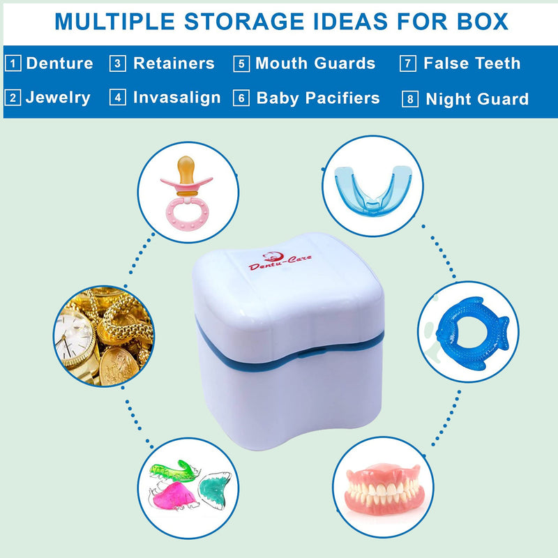[Australia] - 3 Minute Denture Cleaner 30 Tablets in Triplemint Bundle with Dentu-Care Denture Cleaning Cup Case With Lid Basket and Draining Basket for Cleaning and Storing 