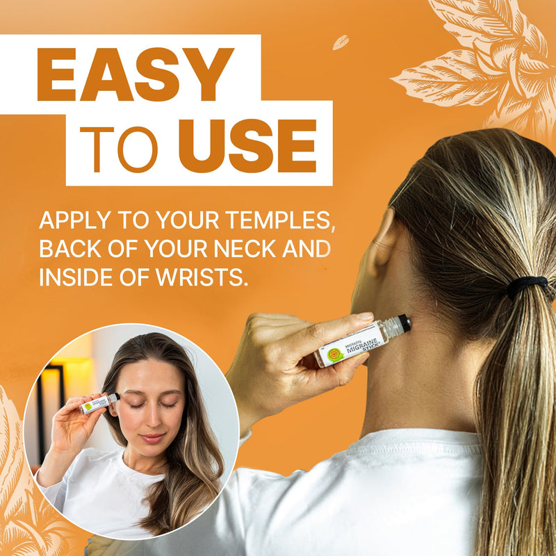 [Australia] - Basic Vigor Migrastil Migraine Stick® Rollon - Fast Cooling Comfort for Your Head. Aromatherapy with Peppermint & Other Essential Oils. Metal Roller. Made in USA 