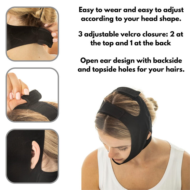 [Australia] - Post Surgery Neck and Chin Compression Garment Wrap Bandage, Face Slimmer, Jowl Tightening, Neck Coverage, Chin Lifting Strap (M) M 