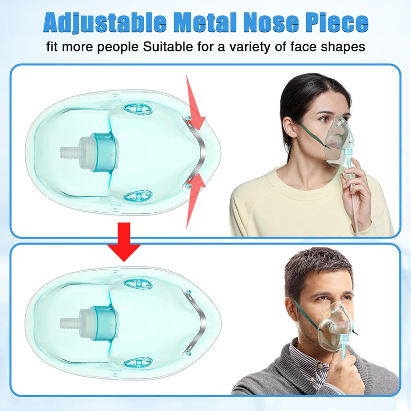 [Australia] - Geiserailie 2PCS L Oxygen Mask with 6.6 Ft Tubing and Adjustable Elastic Strap, Adult Oxygen Mask with Tubing, Breathing Masks for Face Adult Size L 