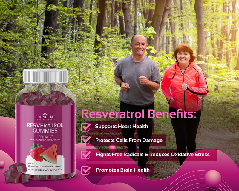 [Australia] - Resveratrol Gummies - Sugar Free Natural Raspberry Watermelon Flavor, 1500mg Resveratrol Supplement for Heart, Brain, Immune Support & Wellness, Powerful Antioxidant with Anti-Aging Benefits 