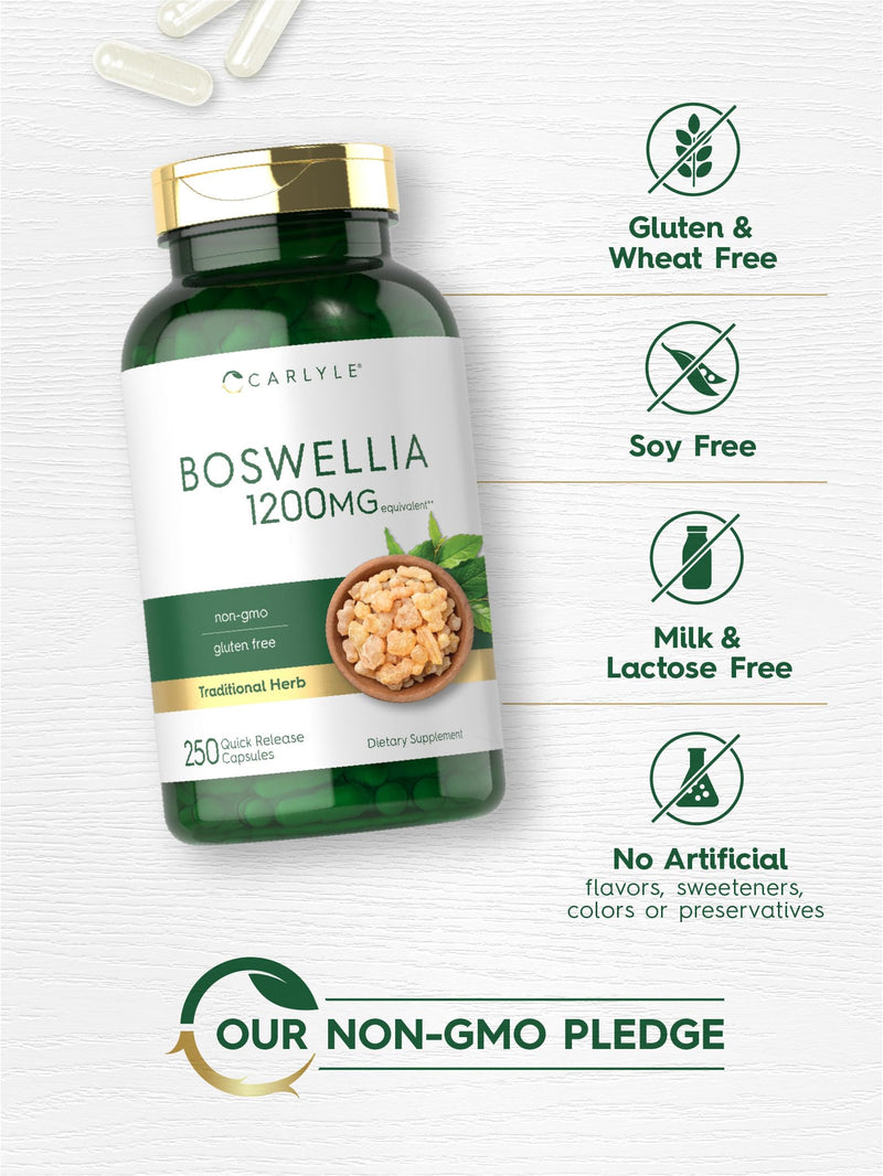 [Australia] - Carlyle Boswellia Extract Capsules 1200mg | 250 Count | Boswellia Serrata Complex with Black Pepper Extract | Non-GMO, Gluten Free Supplement 