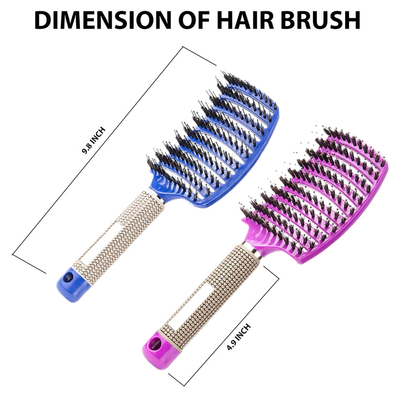 Detangling Brush 2 Pack, Hairbrush with Ultra Soft Bristles for Effortless Tangle Removal for Women, Girls, Detangler Fast Drying Styling Massage Hair brush for Wet or Dry Hair