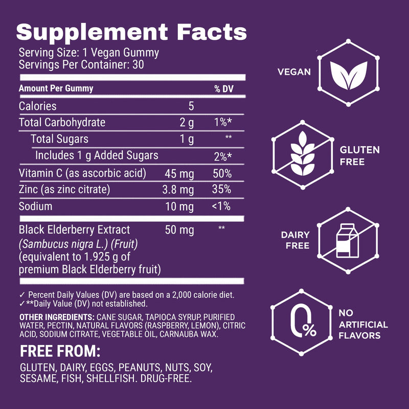 Sambucol, (2 Pack, Black Elderberry, 30 Gummies | Sambucus Elderberry Gummies for Immune Support, High Antioxidants, Gluten Free, Vegan 30 Count (Pack of 2)