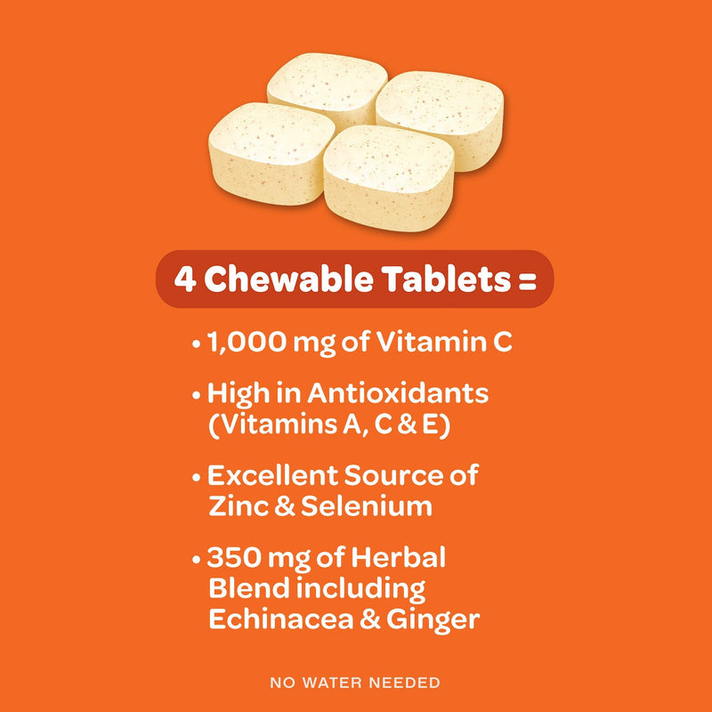 Airborne Vitamin C Immune Support Supplement, Chewable Tablets, Citrus, 64 Count