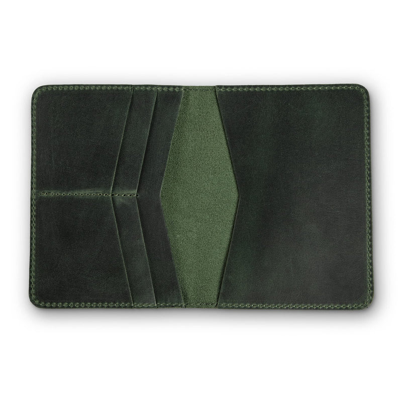 Standard Full Grain Crazy Horse Leather Passport Holder | Custom Travel Passport Cover & Organizer | Handcrafted Leather Passport Wallet for Men and Women | Pike (Green) Green