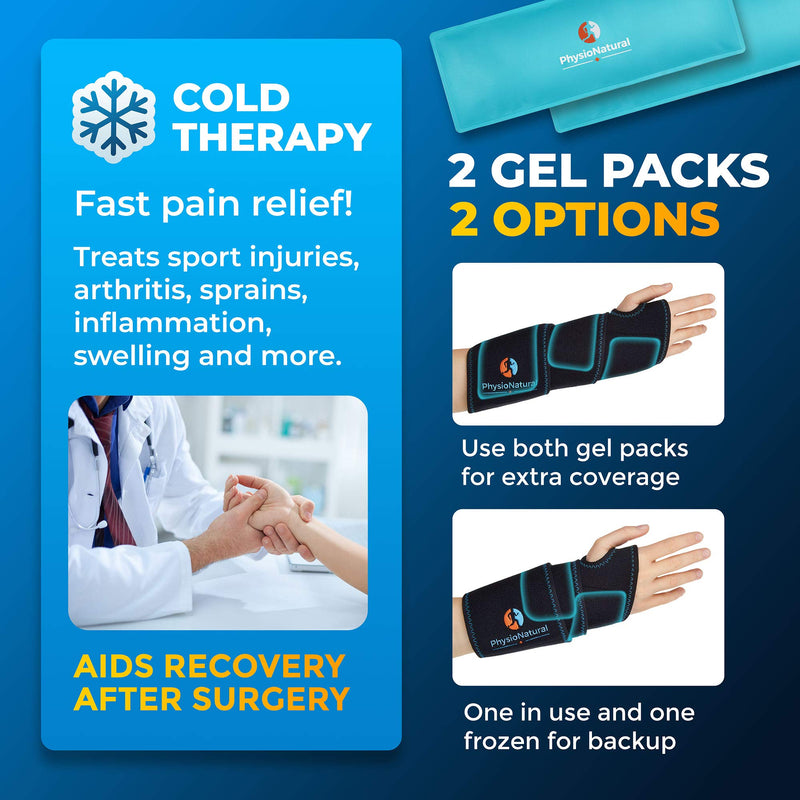 [Australia] - Wrist Ice Pack Wrap - Cold Therapy for Instant Pain Relief and Treatment of Carpal Tunnel, Tendonitis, Injuries, Swelling, Rheumatoid Arthritis, Sprains - Hand Support Brace with Reusable Gel Packs 