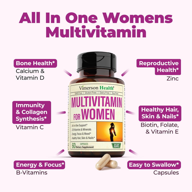 Vimerson Health Multivitamin for Women - Complete Womens Multivitamin & Multimineral & Liver Cleanse Detox & Repair Milk Thistle Supplement for Liver Support