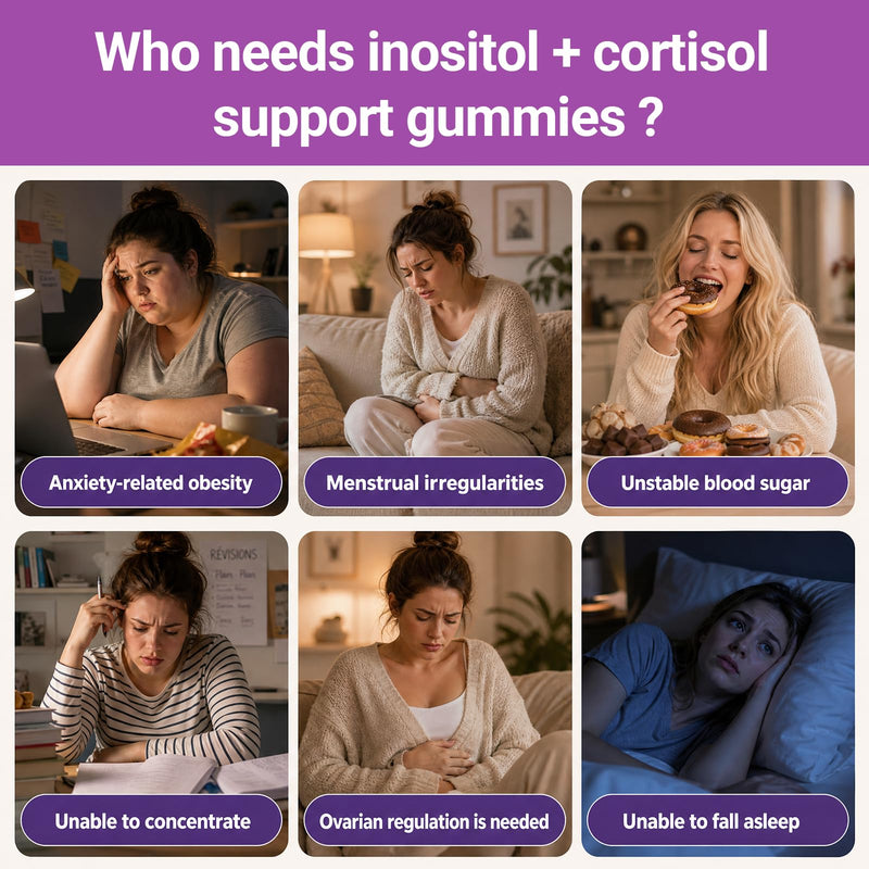 Cortisol and Myo-inositol All-in-One Supplement, 150 Gummies | 13-in-1 Cortisol Reducing Suuplement, D-Chiro Inositol, Magnesium, Ashwagandha, L-Theanine, Supports Sleep, Focus & Stress