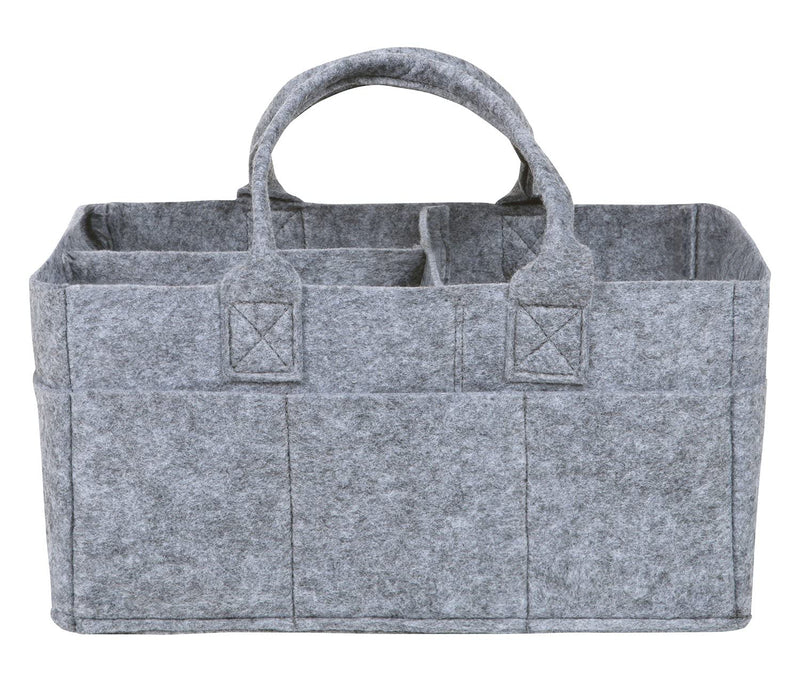 [Australia] - Sammy & Lou Collapsible Light Gray Felt Storage Caddy, Divided Design To Keep Diapers, Wipes And Changing Items Organized, Two Handles, 12 in x 6 in x 8 in 