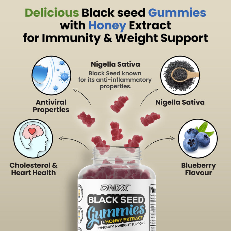 Black Seed Oil Gummies 2000mg with Honey Extract – Halal, Immunity & Weight Support, Hair Growth & Joint Support, Vegan & Vegetarian – 60 Gummies (30 Servings) 1