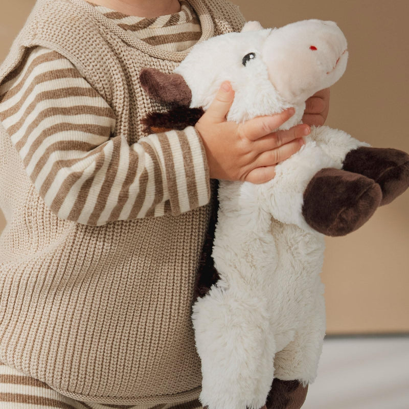 [Australia] - Habibi Plush heat cushion/stuffed toy for children and adults - 1826 cow with millet filling, heat cuddly toy for heating in the microwave/oven, also ideal for babies 