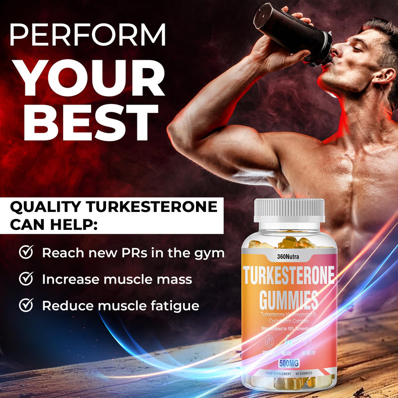 Turkesterone Supplement| Ajuga Turkestanica Extract High Strength Muscle Support Gummies| Muscle Recovery and Muscle Growth Supplements| Vegan High Strength Gummies, Free from Soy, Additives
