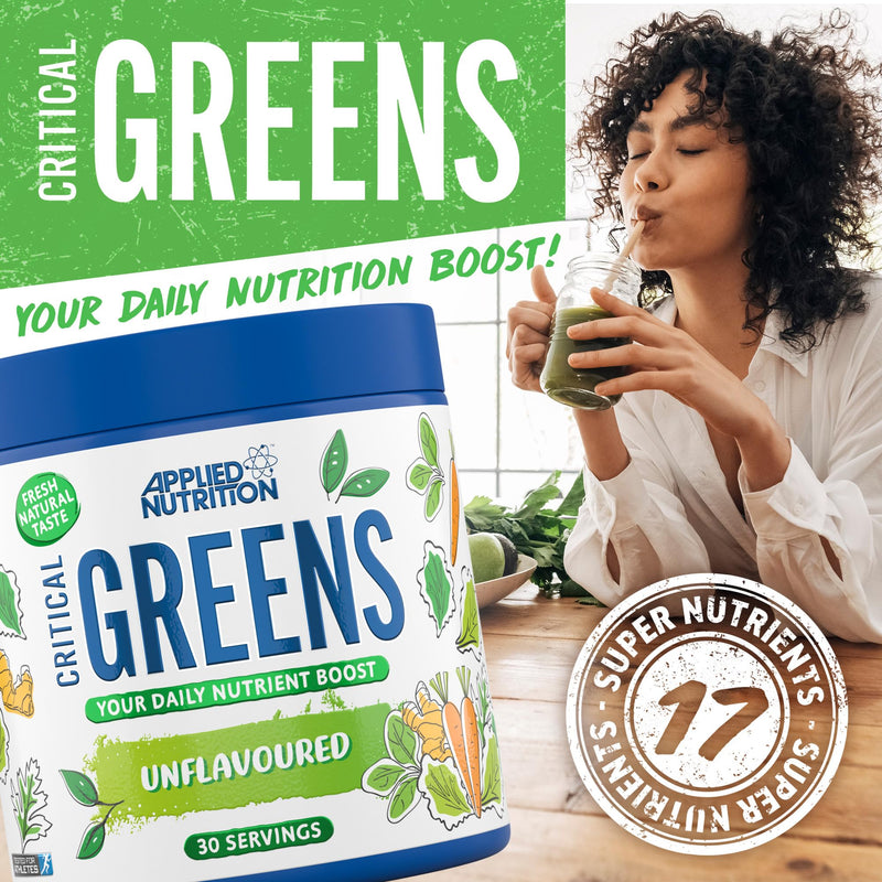 Applied Nutrition Critical Greens Bundle - Super Greens Powder, Boost Your Immune System with Superfood Nutrients, Vegan (150g - 30 Servings) (Lemon & Lime + Apple Burst) 300 g (Pack of 1)