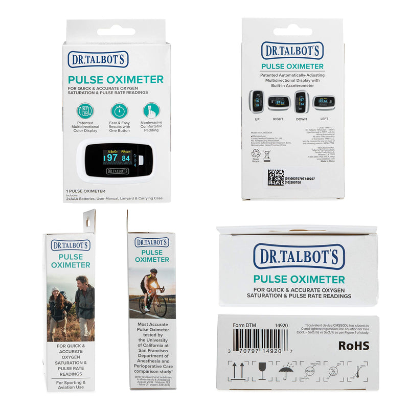 [Australia] - Dr. Talbot's Pulse Oximeter with Lanyard and Travel Pouch, White And Gray 