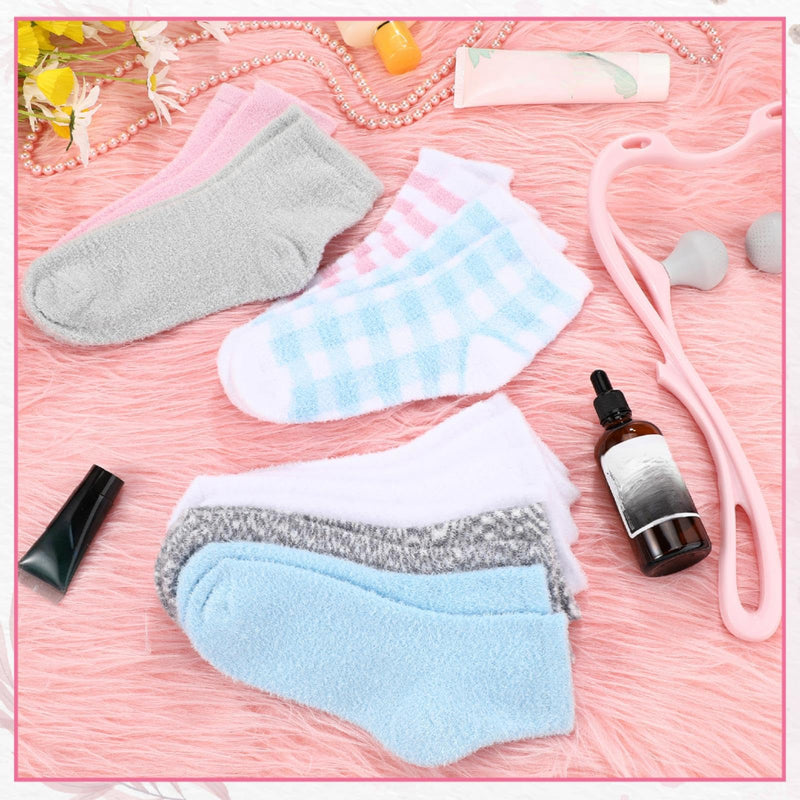 [Australia] - 8 Pairs Aloe Socks Natural Moisturizing Spa Socks Lotion Socks Softening Aloe Infused Socks for Women Men Repairing Gel Sleeping Fuzzy Socks for Dry Cracked Feet Skins (Stylish) Stylish 