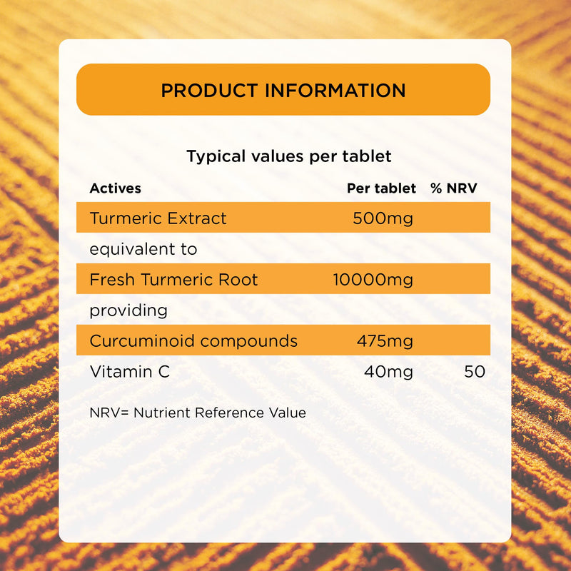 Healthspan Ayurvedic Turmeric | 60 Tablets | 95% high curcuminoid Content | Added Vitamin C | Supports Joint and Immune Health | Vegan Friendly