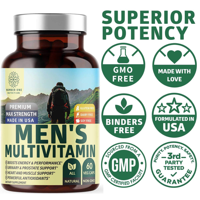 Number One Nutrition N1N Premium Uric Acid Support and Men's Multivitamins, All Natural Supplements to Support Energy Levels, Prostate Health and Urinary Tract Functions, 2 Pack Bundle