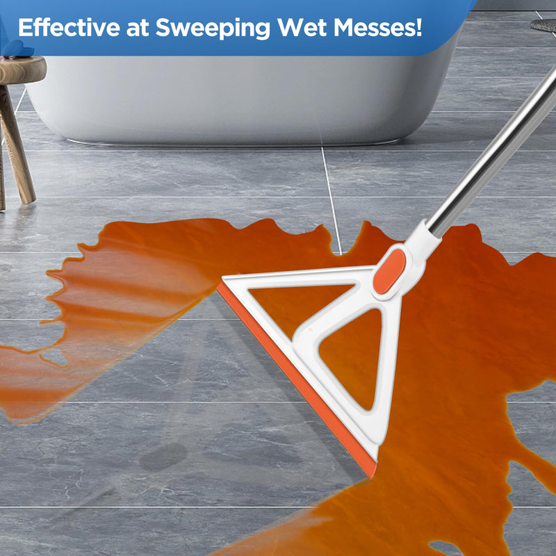 [Australia] - Multifunction Magic Broom, Squeegee Broom for Floor, Rubber Broom, Silicone Broom for Floor Cleaning, Magic Broom Sweeper for Living Room, Kitchen, Bathroom-Easy Dry The Glass (Orange, 54 INCH) Orange 