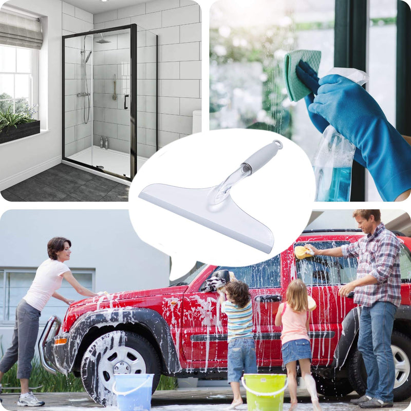[Australia] - Shower Squeegee for Bathroom Shower Glass Doors, 10'' Rubber Window Cleaner Squeegee, Clear Plastic Car Windshield Cleaning Squeegee 