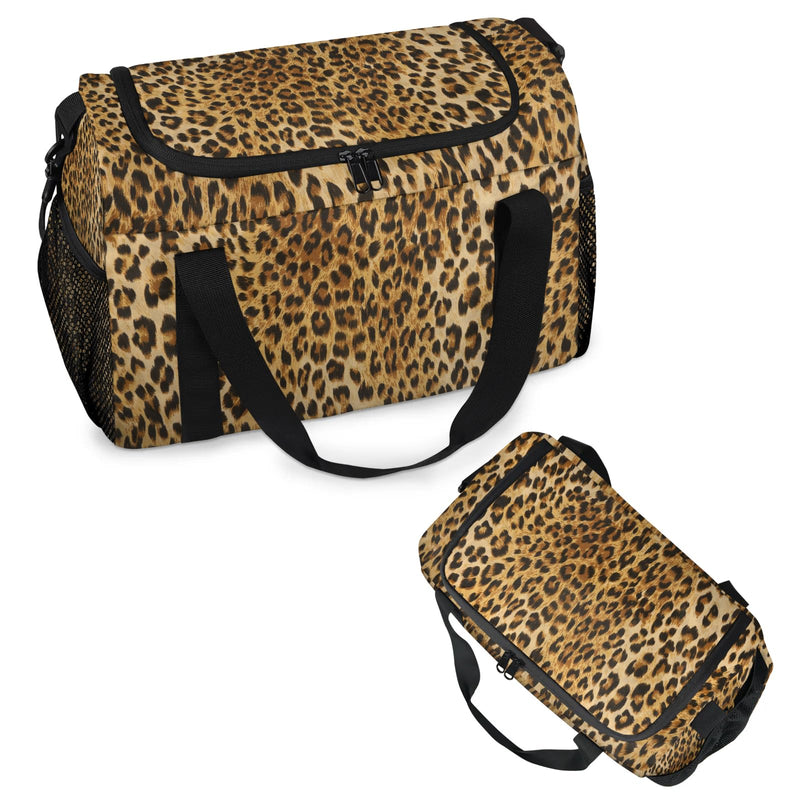Cheetah Duffel Bag for Women Animal Leopard 39L Waterproof Carry on Weekender Overnight Bags with Shoulder Strap for Business Trips Sport Hospital Leopard-1