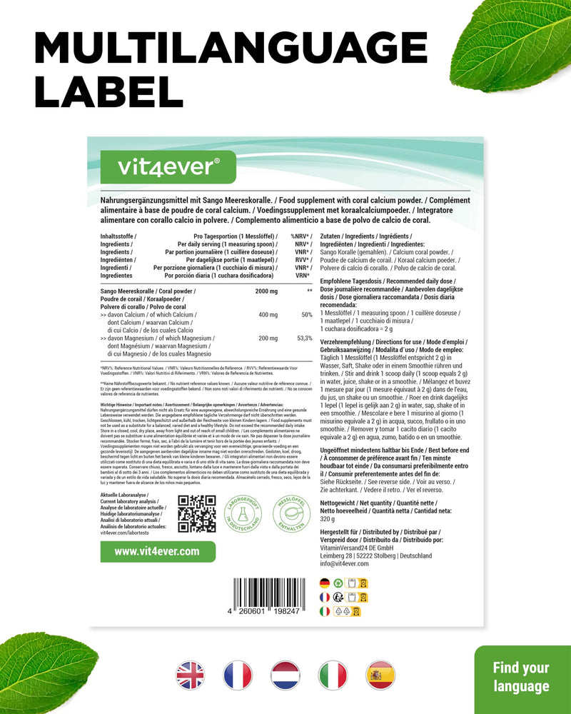[Australia] - Sango Sea Coral - 320 g powder - Natural source of calcium (20%) & magnesium (10%) in the body's own ratio of 2:1 - No additives 320 g (pack of 1) 