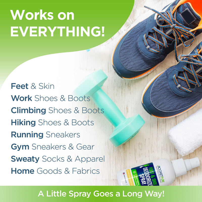 Rocket Pure Natural Foot and Shoe Deodorizer Spray, Deodorant and Odor Eliminator for Smelly Feet, Smell Remover, Formulated with Essential Oils, Made in the USA, Lemon, 4 fl oz